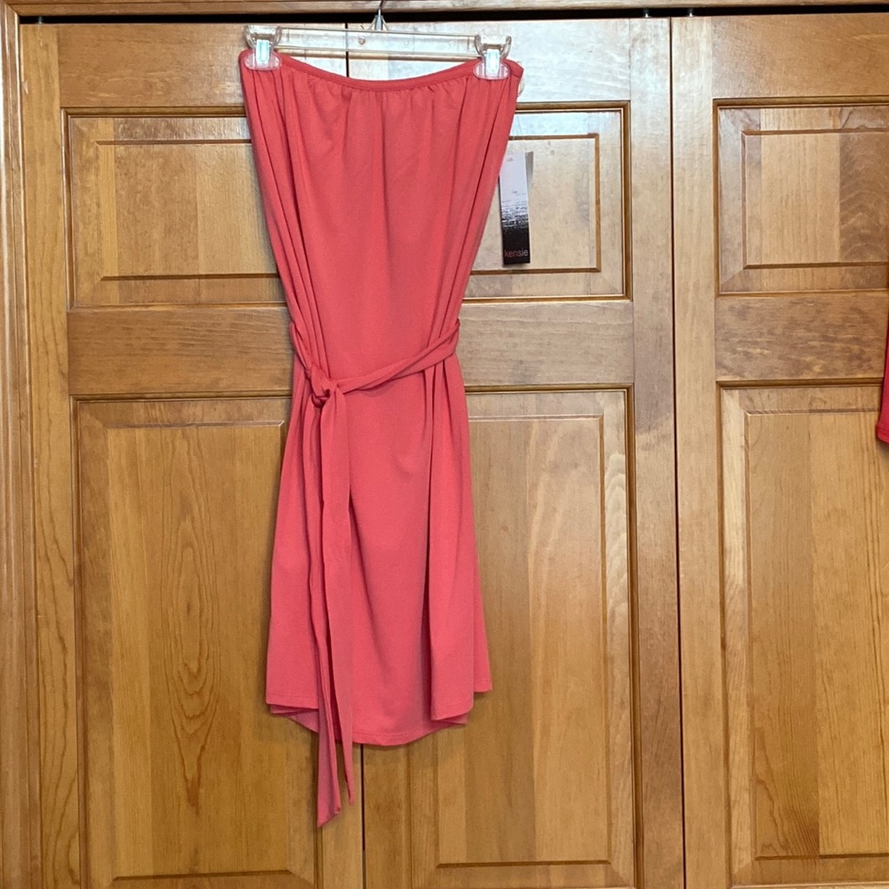 Kenzie Strapless Dress, Small, Coral